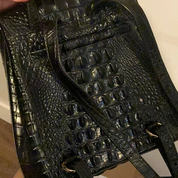 Brahmin Marvin Melbournee Black Crocodile-Embossed Backpack - Picture 11 of 12
